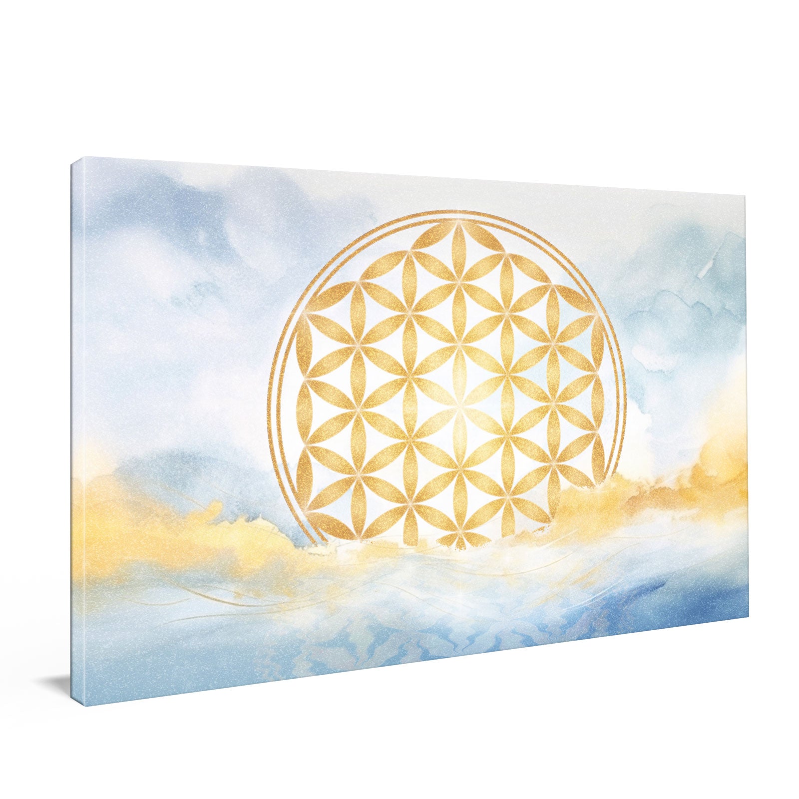 Blume des Lebens, Aquarell-Gold im Meer