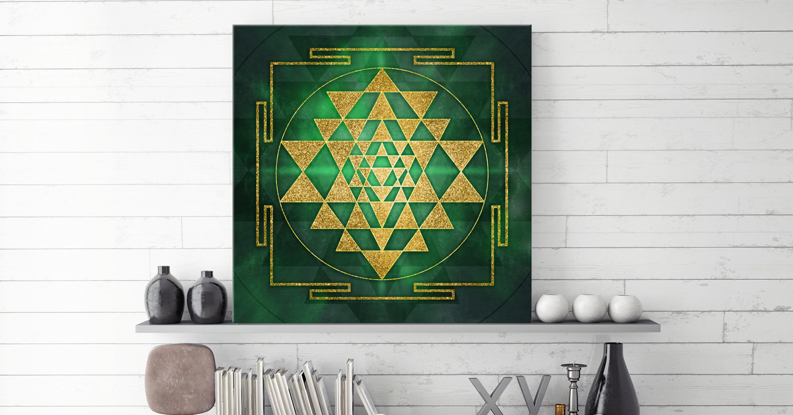 Sri Yantra gold/smaragd