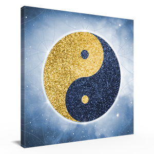Yin-Yang/Taijitu 'gold-dunkelblau', Leinwand