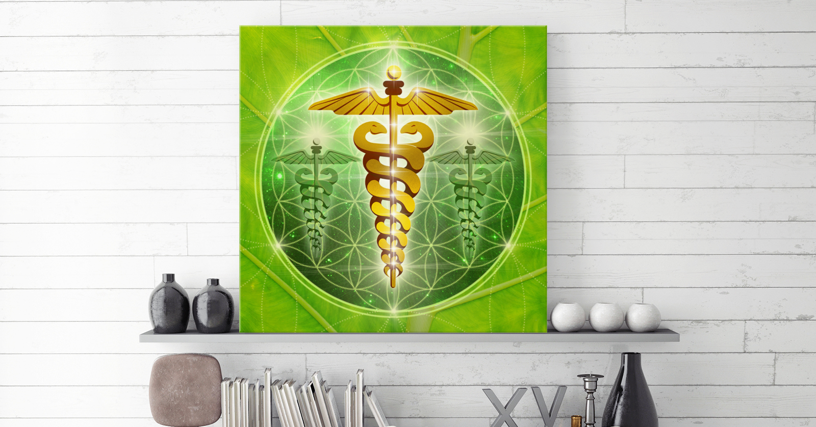 Äskulapstab, Leinwand 60x60 cm