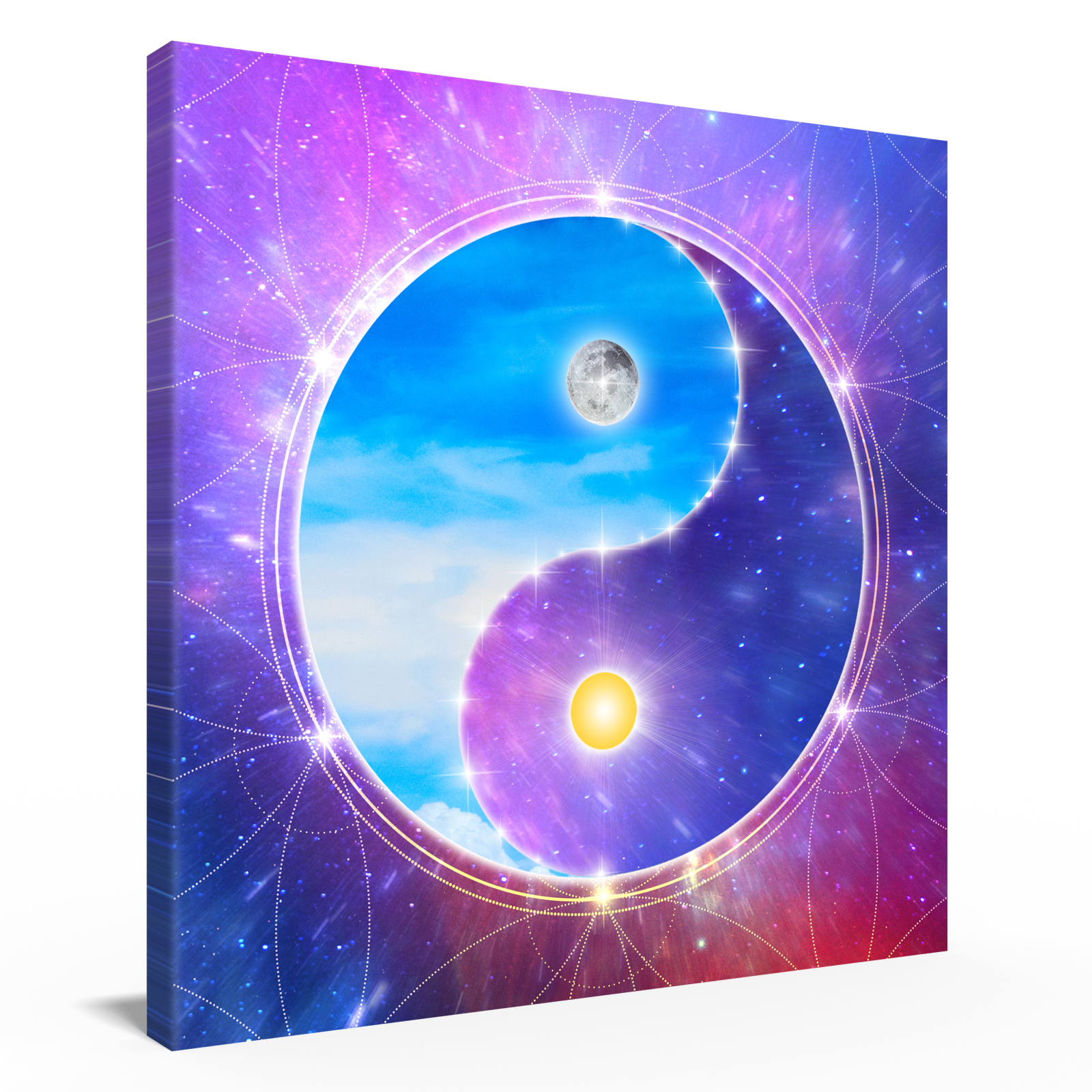 Yin-Yang/Taijitu 'blau-violett', Leinwand 60x60 cm