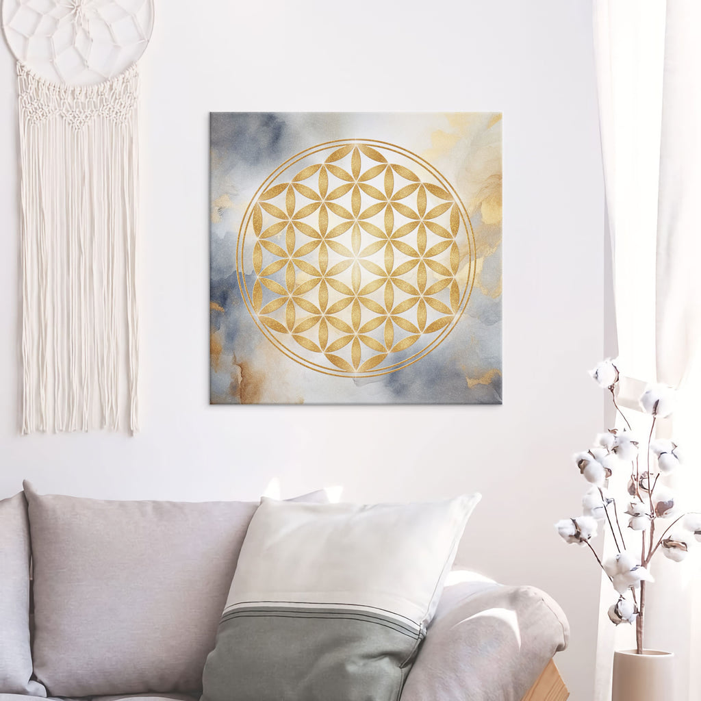 Blume des Lebens, Aquarell-Gold