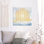 Blume des Lebens, Aquarell-Gold im Meer