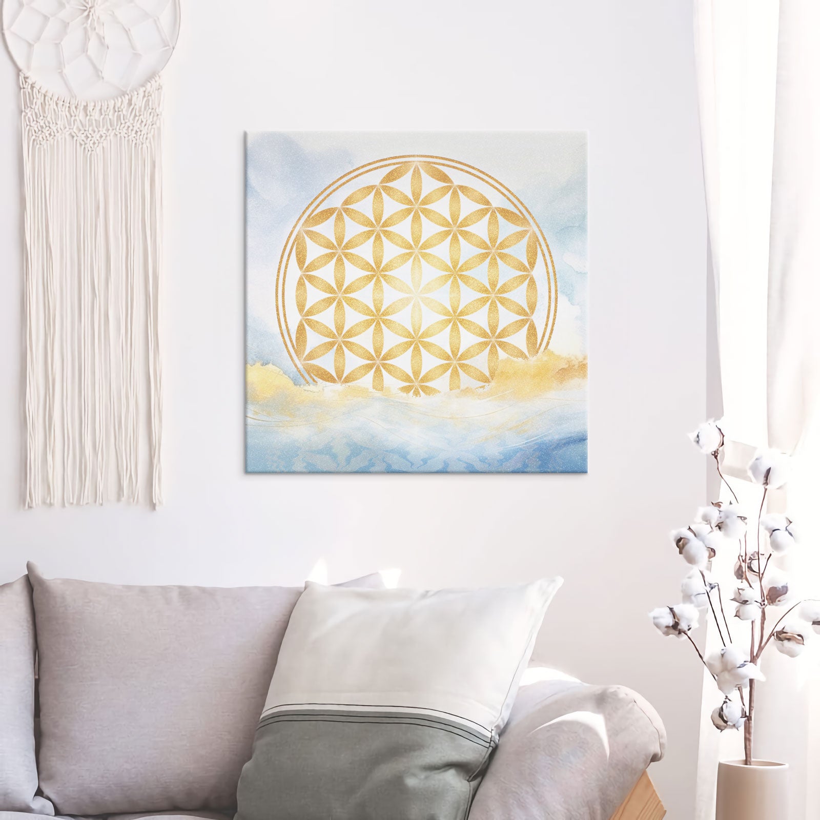 Blume des Lebens, Aquarell-Gold im Meer