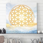 Blume des Lebens, Aquarell-Gold im Meer