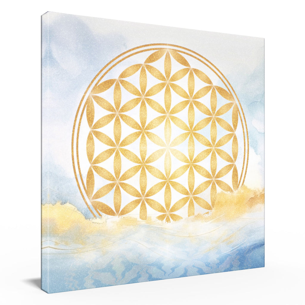 Blume des Lebens, Aquarell-Gold im Meer