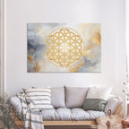 Blume des Lebens, Aquarell-Gold