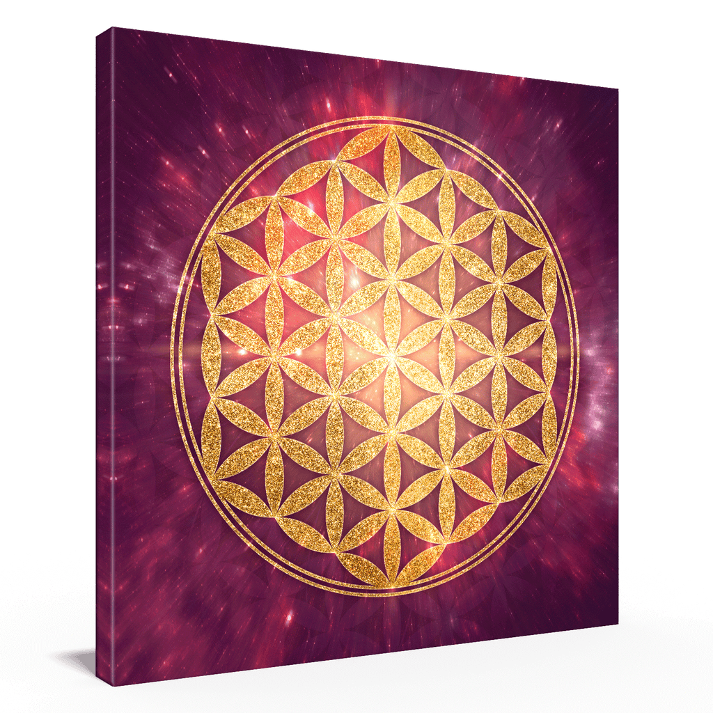 Blume des Lebens, gold/rubin-violett