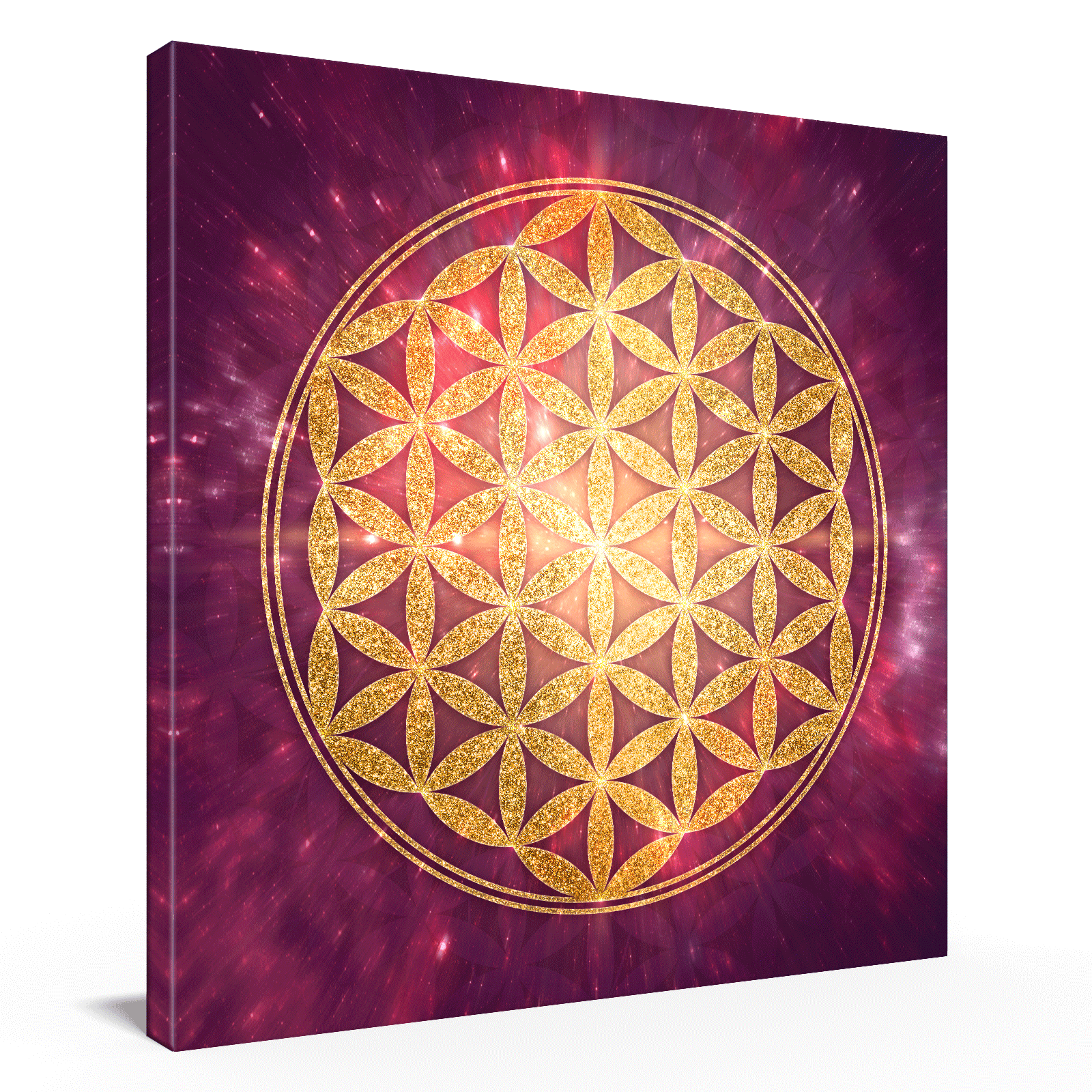 Blume des Lebens, gold/rubin-violett