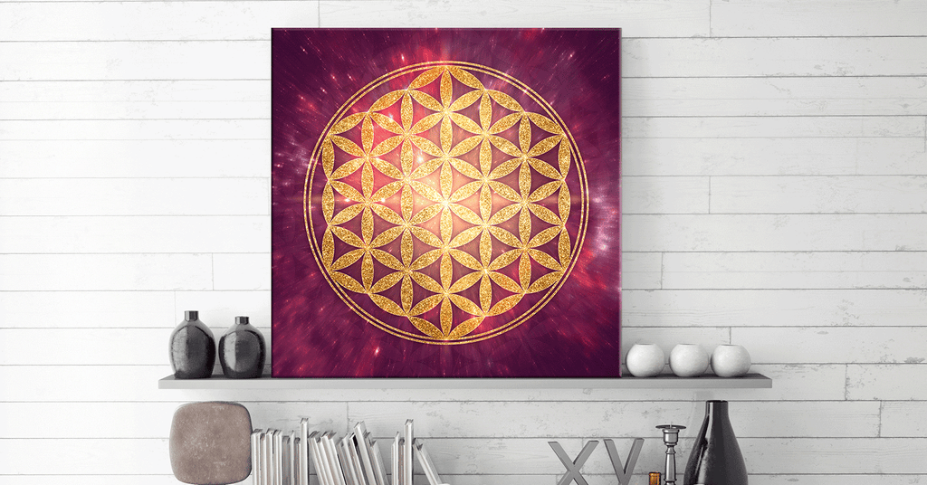 Blume des Lebens, gold/rubin-violett