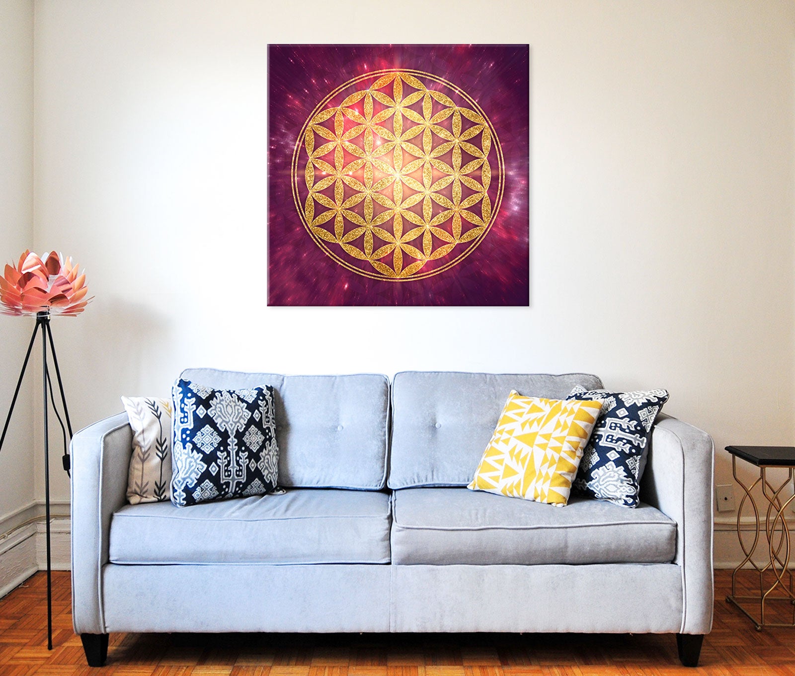 Blume des Lebens, gold/rubin-violett