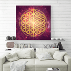 Blume des Lebens, gold/rubin-violett