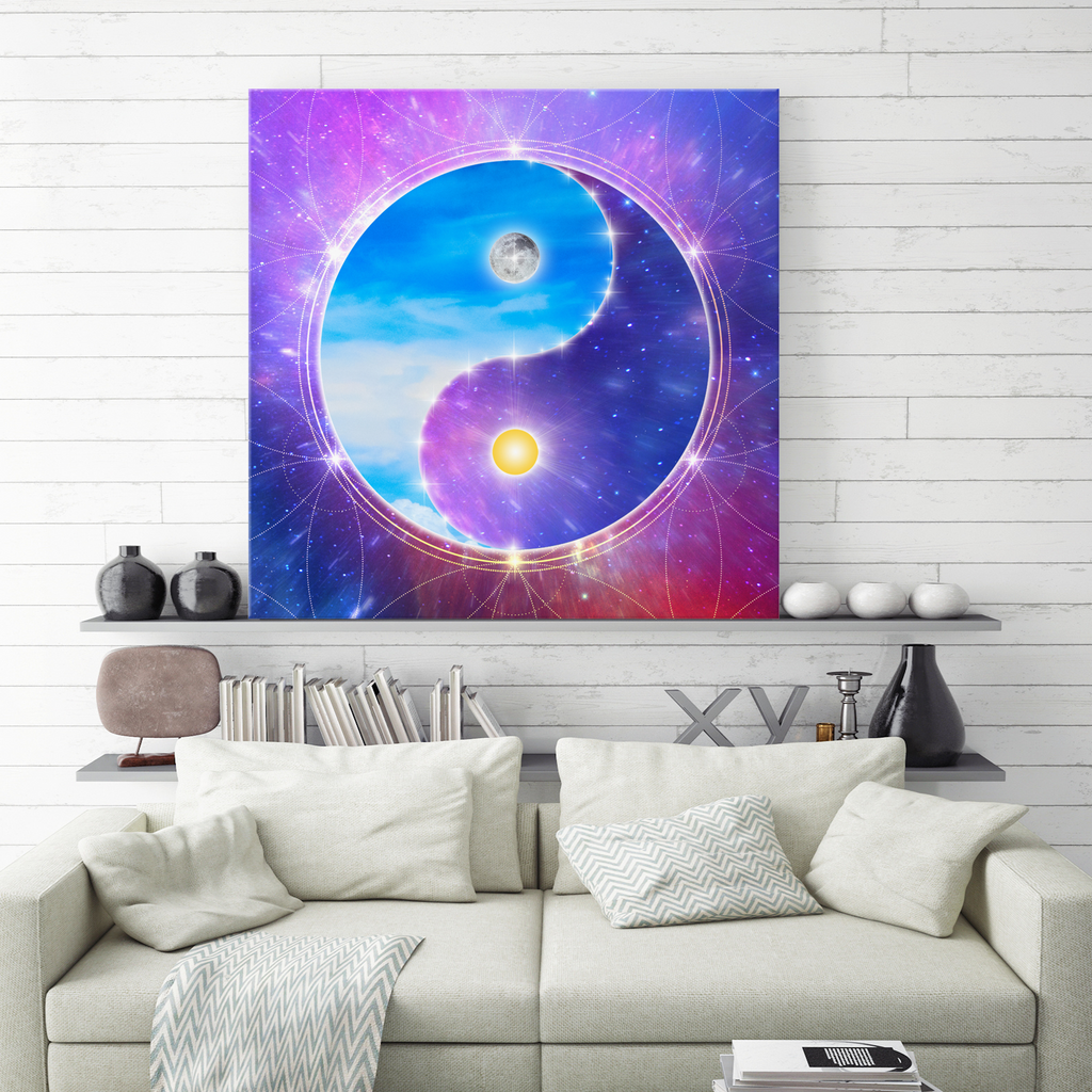 Yin-Yang/Taijitu 'blau-violett', Leinwand 60x60 cm