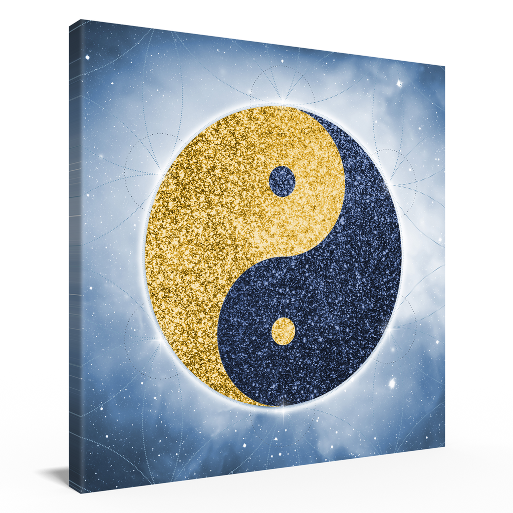 Yin-Yang/Taijitu 'gold-dunkelblau', Leinwand
