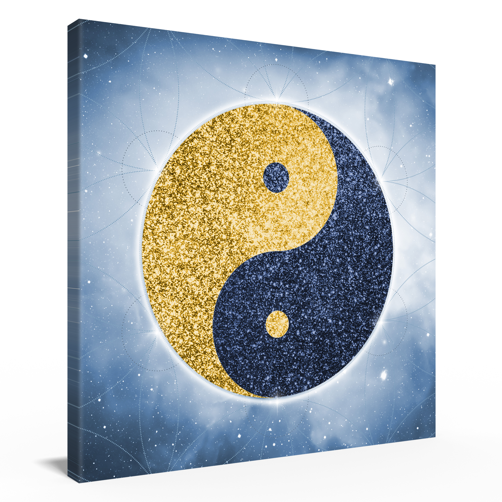 Yin-Yang/Taijitu 'gold-dunkelblau', Leinwand