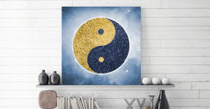 Yin-Yang/Taijitu 'gold-dunkelblau', Leinwand