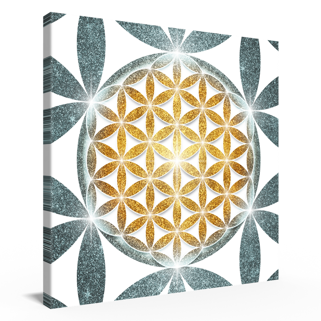 Blume des Lebens gold/silberblau